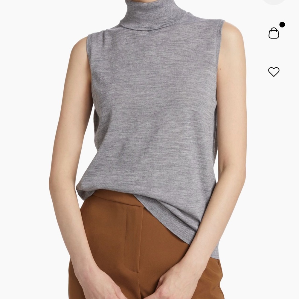 Theory Gray Sleeveless Turtleneck Top